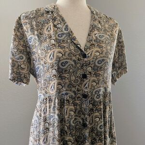 Tree Of Life Dress Paisley Print Midi Boho Retro Vintage Style Size Small